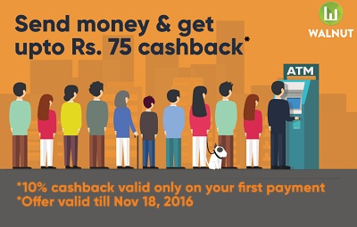 India Desire : Walnut Money App Offers : Get 10% Cashback On Send Money Via Walnut App